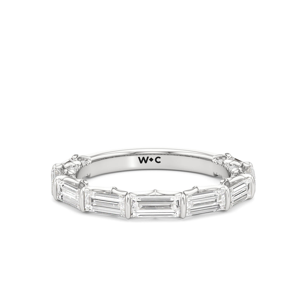 The Esme Diamond Wedding Band with Platinum Cut Diamond in 14KT Platinum view 1
