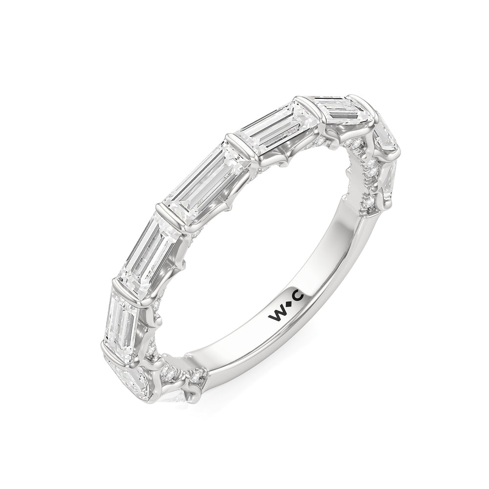 The Esme Diamond Wedding Band with Platinum Cut Diamond in 14KT Platinum view 4
