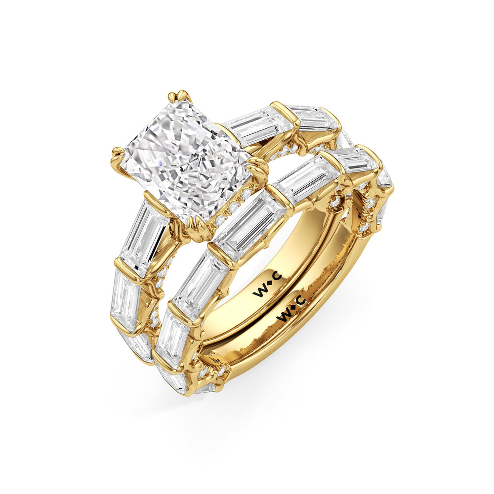 The Esme Diamond Wedding Band with 18KT Yellow Gold Cut Diamond in 14KT Yellow Gold view 3
