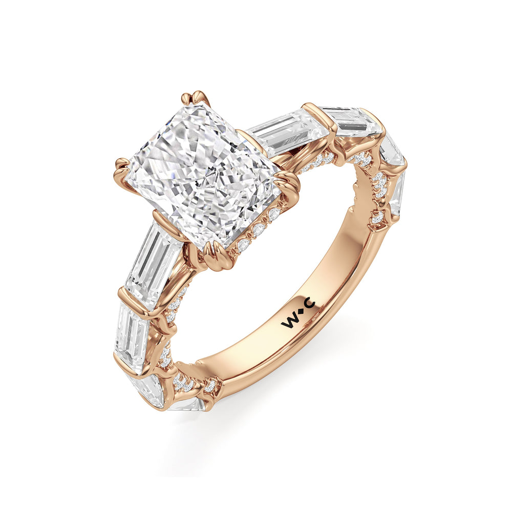 The Esme Ring with Radiant Cut Diamond in 14KT Rose Gold view 3

