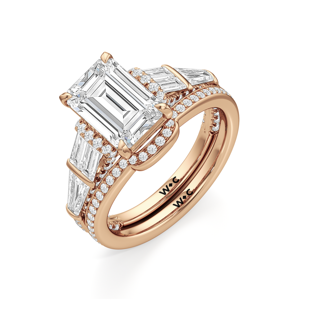 The Celeste Ring with Emerald Cut Diamond in 14KT Rose Gold view 4
