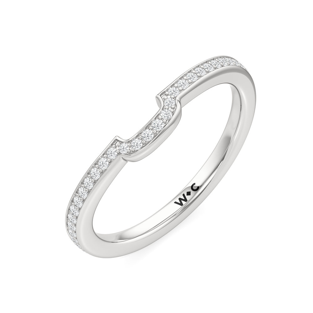 The Celeste Diamond Wedding Band with Platinum Cut Diamond in 14KT Platinum view 4
