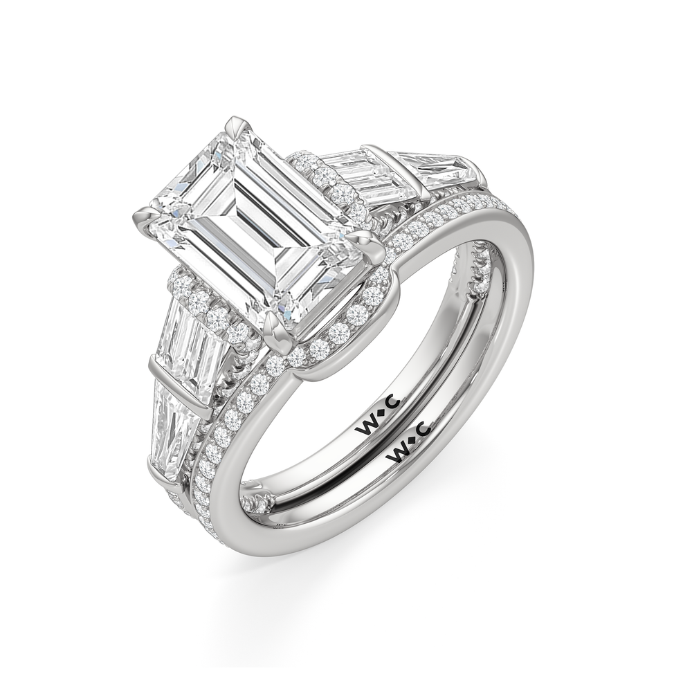 The Celeste Diamond Wedding Band with Platinum Cut Diamond in 14KT Platinum view 3
