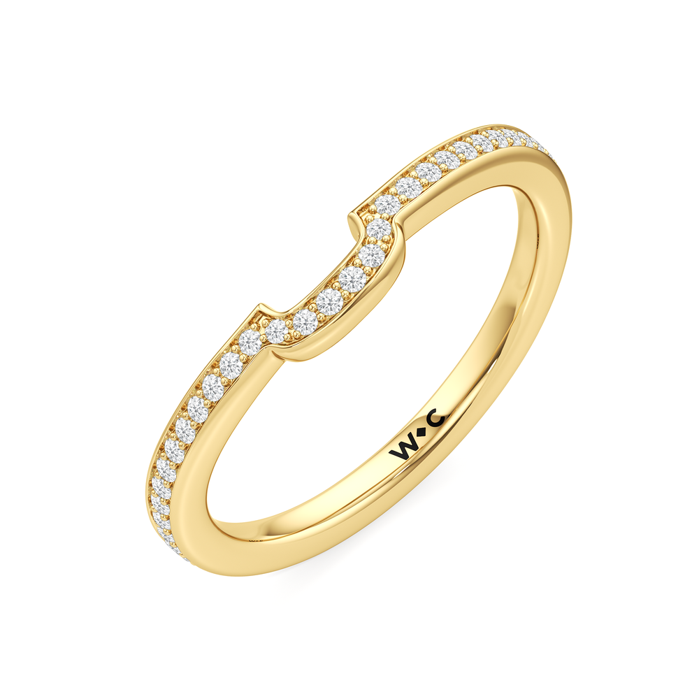 The Celeste Diamond Wedding Band with 18KT Yellow Gold Cut Diamond in 14KT Yellow Gold view 4
