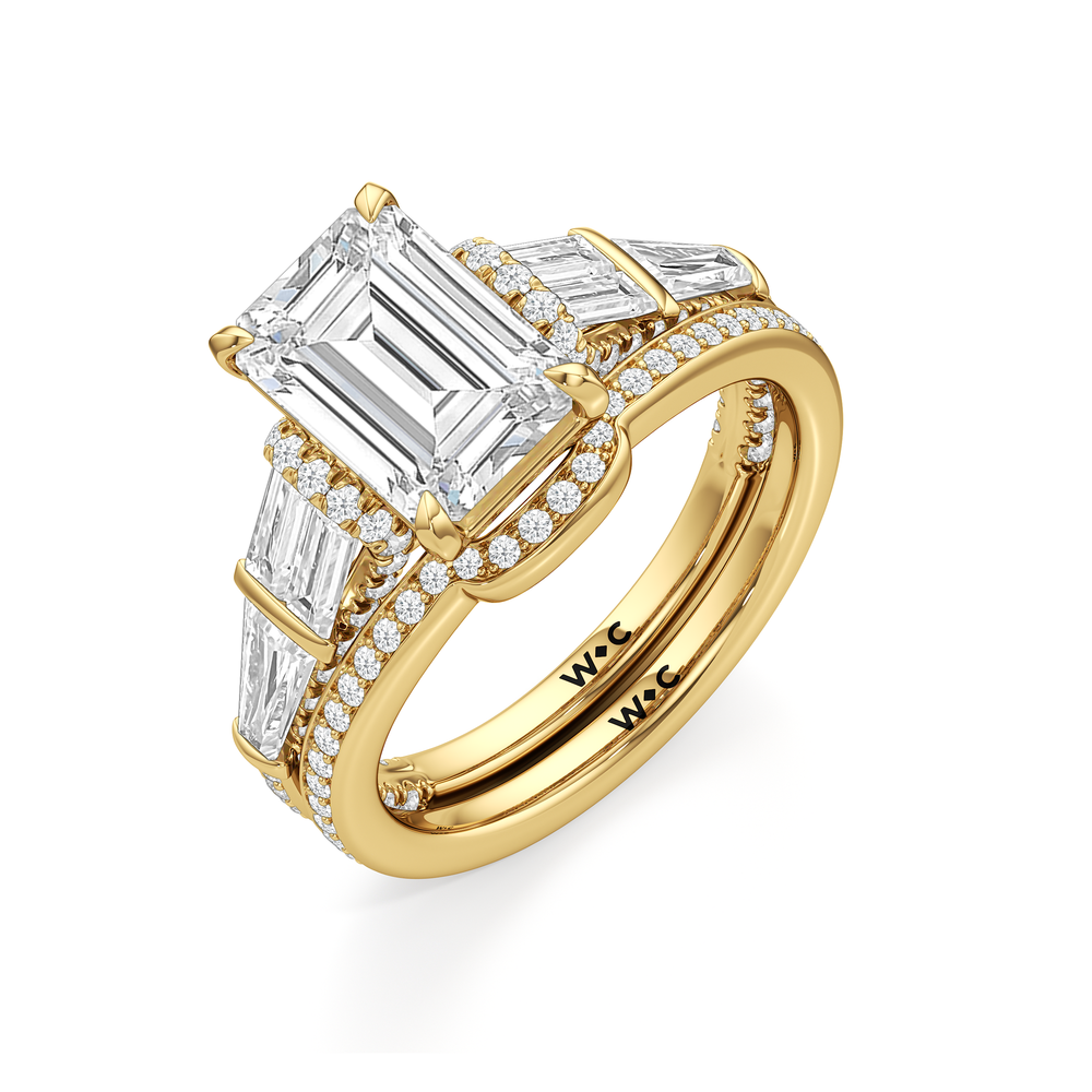 The Celeste Diamond Wedding Band with 18KT Yellow Gold Cut Diamond in 14KT Yellow Gold view 3
