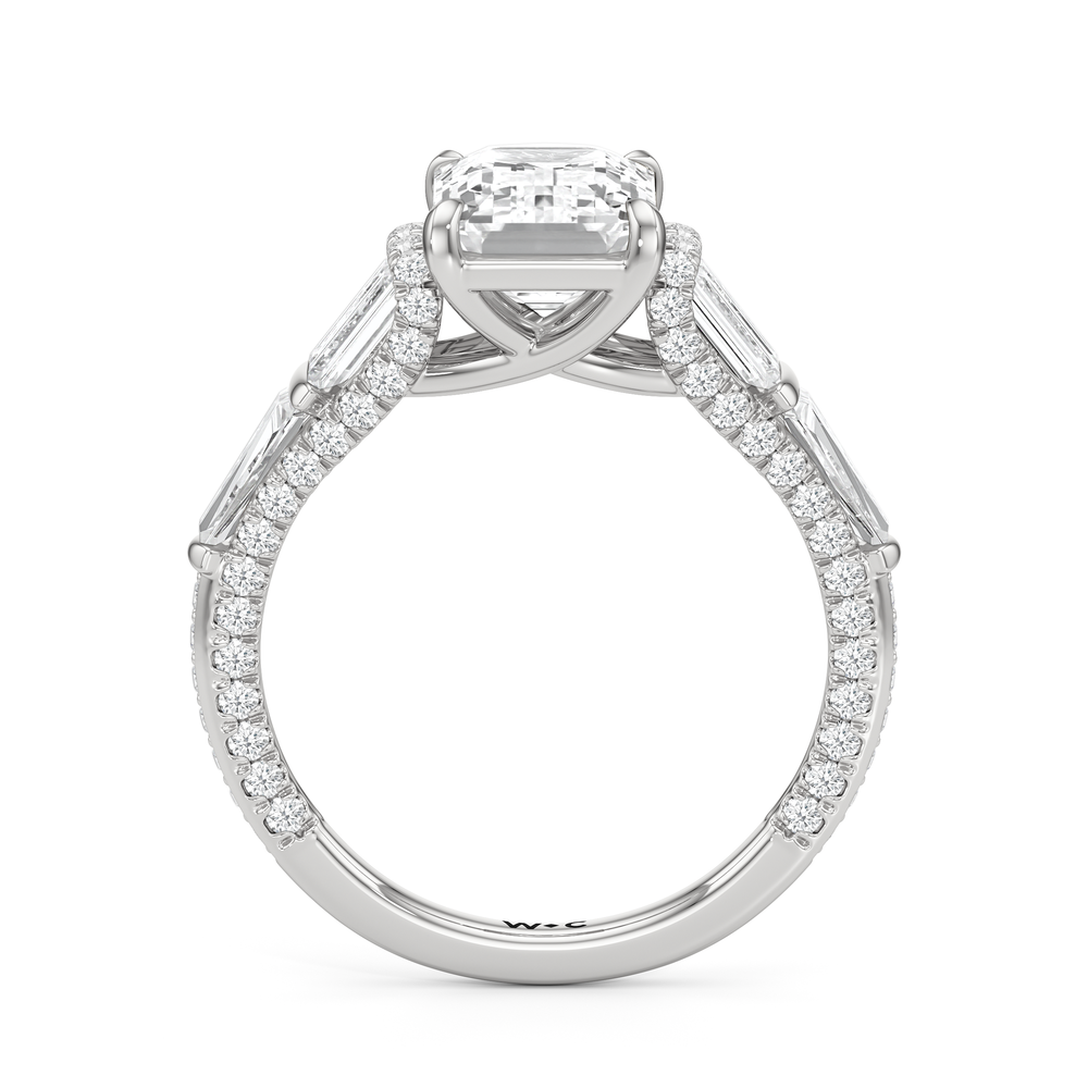 The Celeste Ring with Emerald Cut Diamond in 14KT Platinum view 2

