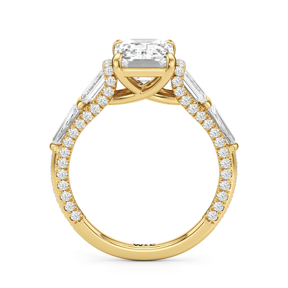 The Celeste Ring with Emerald Cut Diamond in 14KT Yellow Gold view 2
