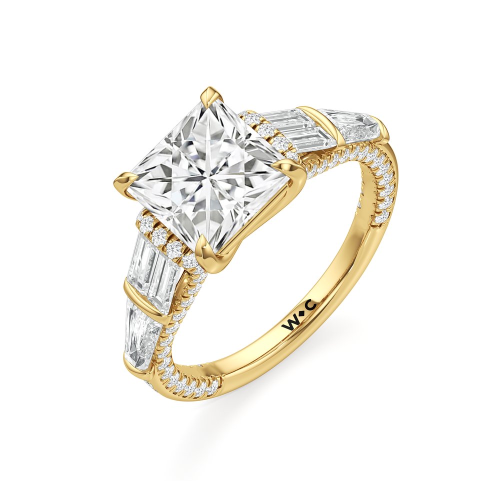 The Celeste Ring with Princess Cut Diamond in 14KT Yellow Gold view 3
