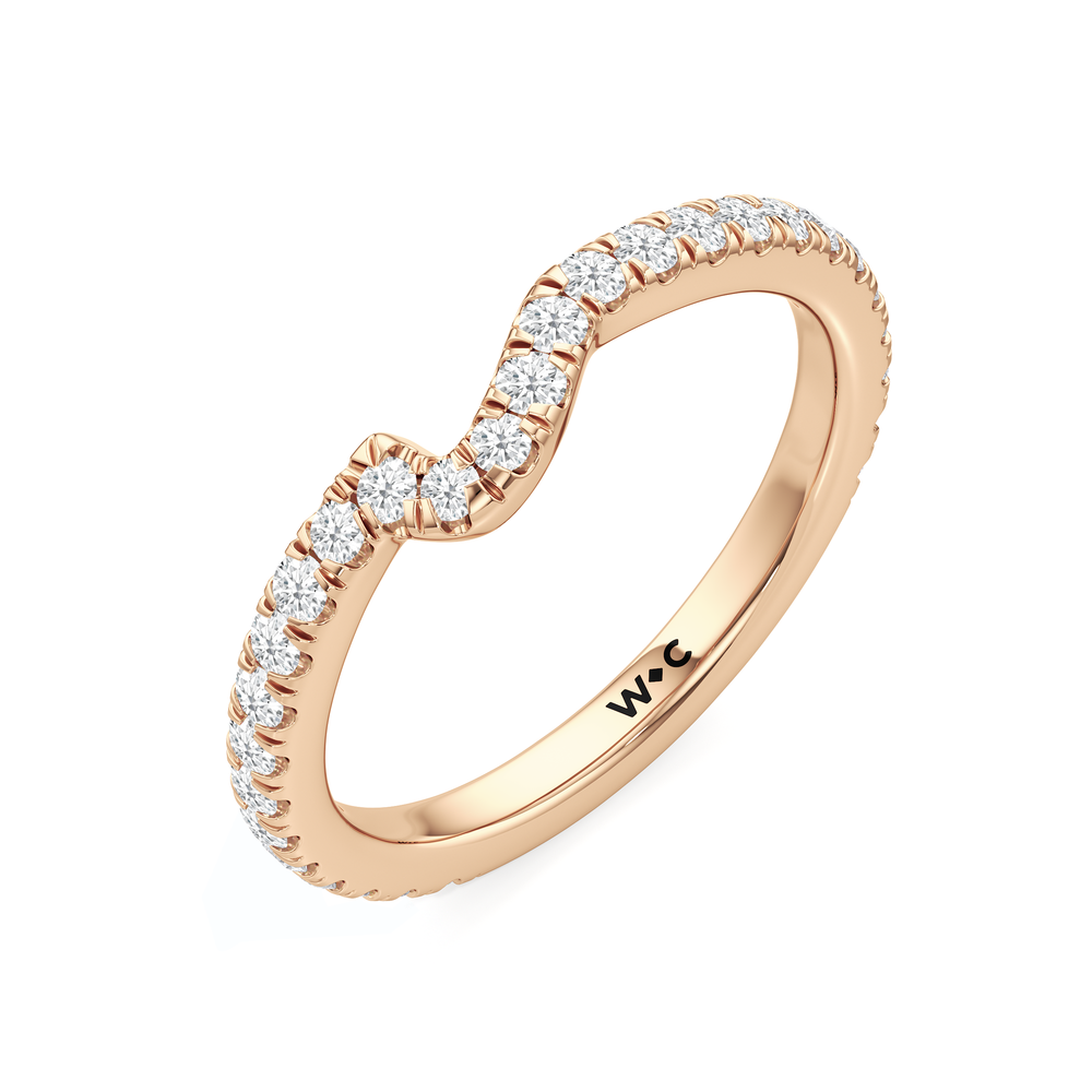 The Veronica Diamond Wedding Band with 18KT Rose Gold Cut Diamond in 14KT Rose Gold view 4
