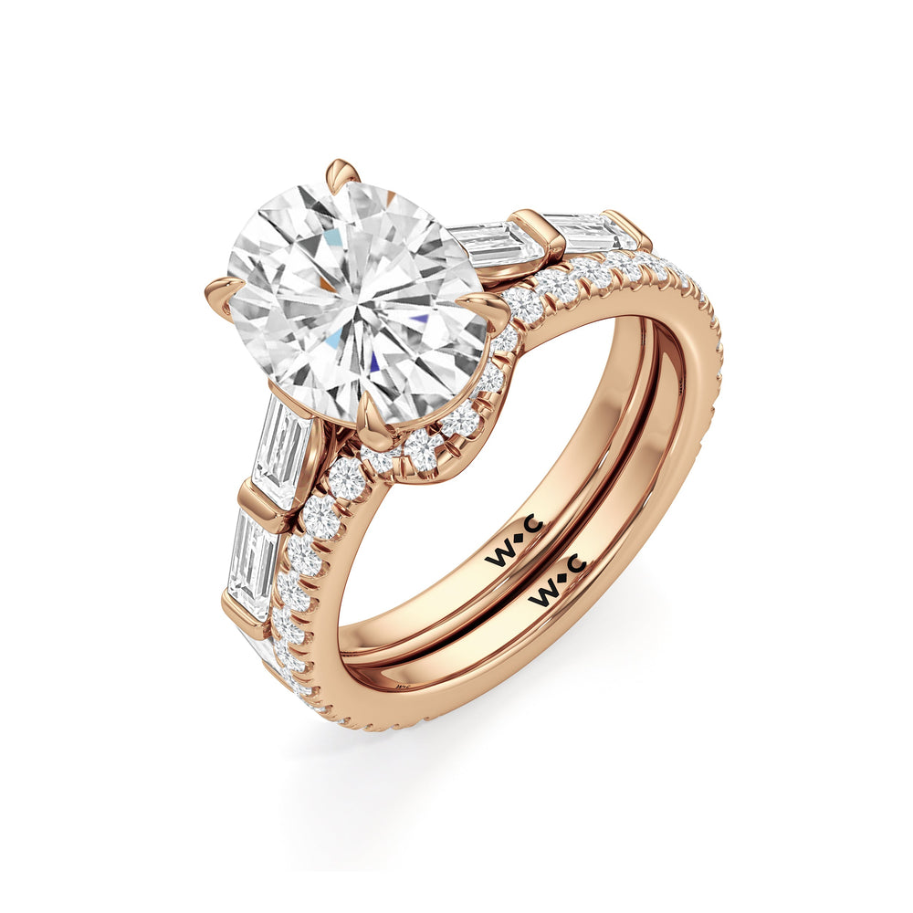 The Veronica Diamond Wedding Band with 18KT Rose Gold Cut Diamond in 14KT Rose Gold view 3
