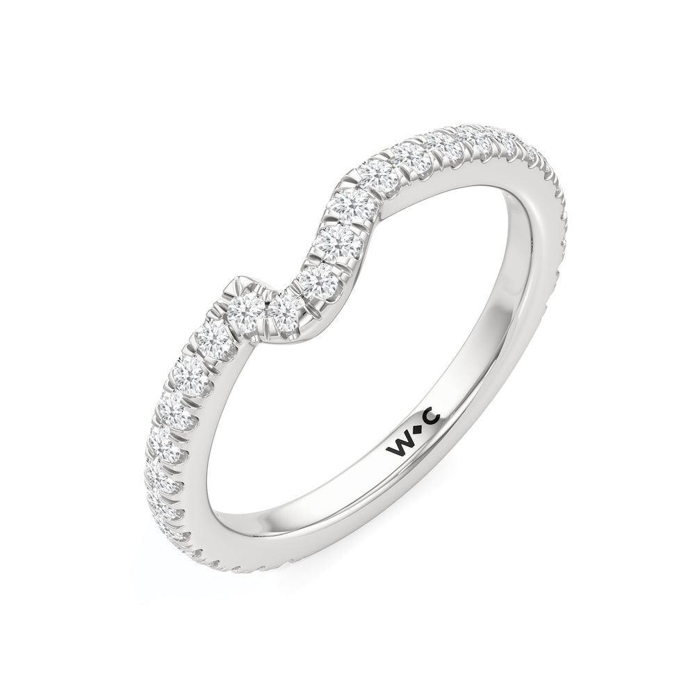 The Veronica Diamond Wedding Band with Platinum Cut Diamond in 14KT Platinum view 4
