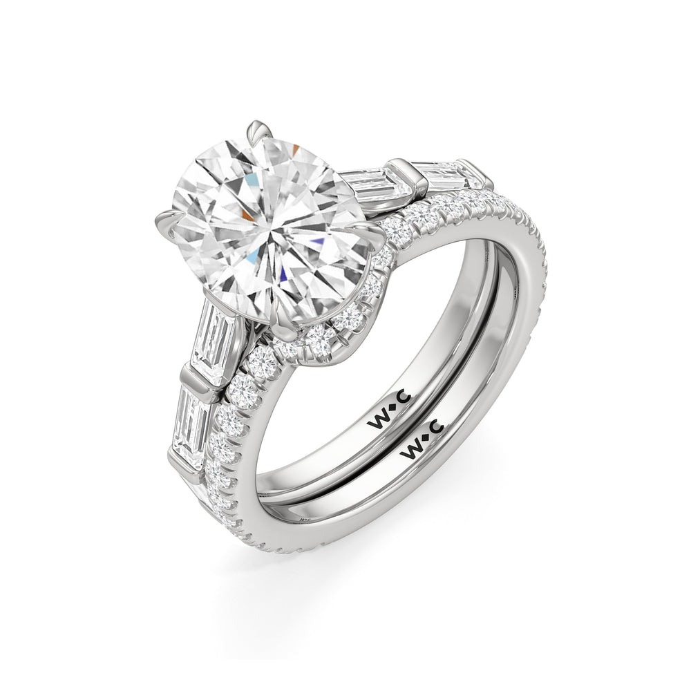 The Veronica Diamond Wedding Band with Platinum Cut Diamond in 14KT Platinum view 3
