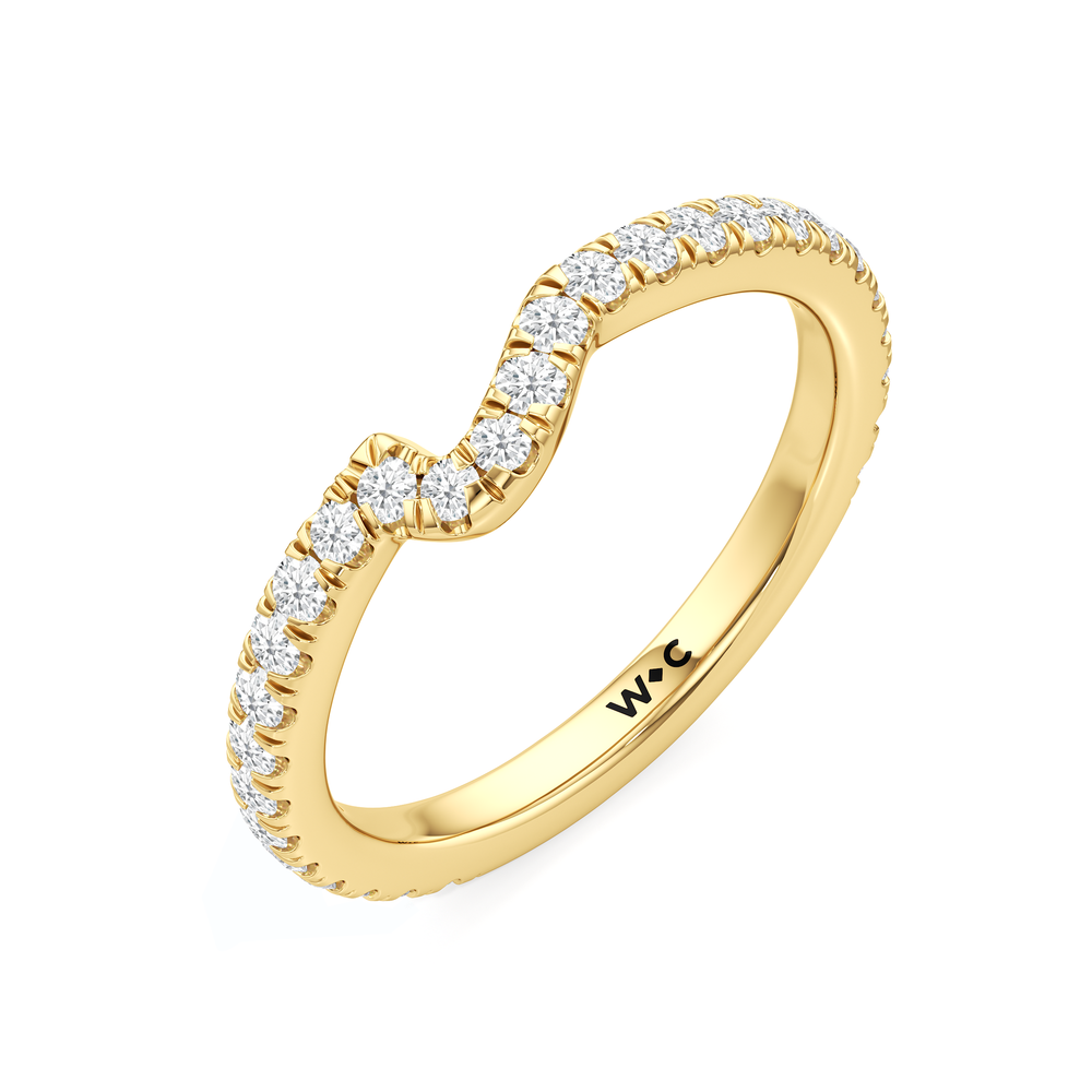 The Veronica Diamond Wedding Band with 18KT Yellow Gold Cut Diamond in 14KT Yellow Gold view 4
