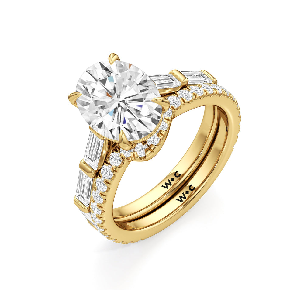 The Veronica Diamond Wedding Band with 18KT Yellow Gold Cut Diamond in 14KT Yellow Gold view 3
