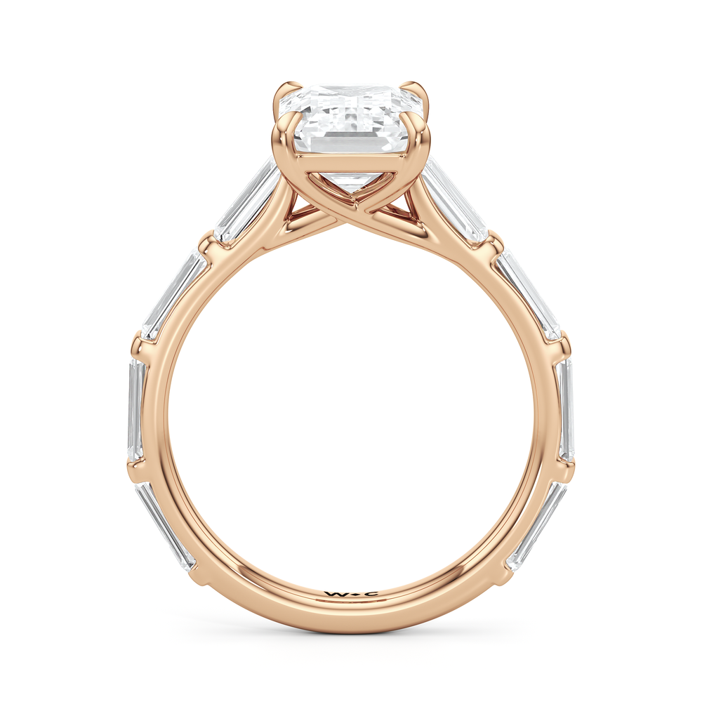 The Veronica Ring with Emerald Cut Diamond in 14KT Rose Gold view 2
