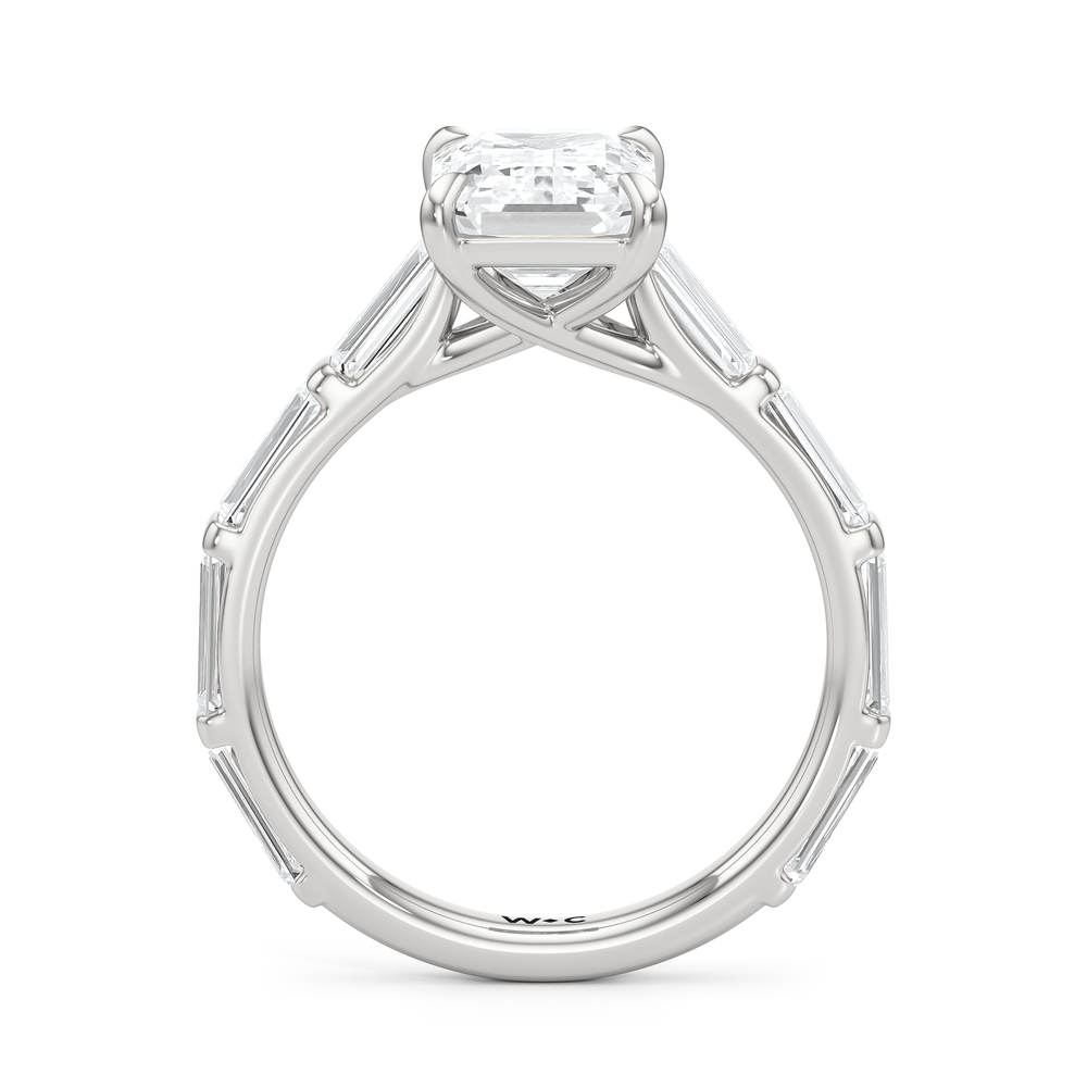 The Veronica Ring with Emerald Cut Diamond in 14KT Platinum view 2
