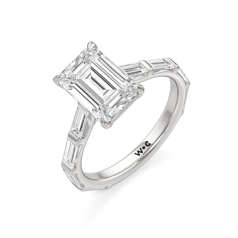 The Veronica Ring with Emerald Cut Diamond in 14KT Platinum view 3
