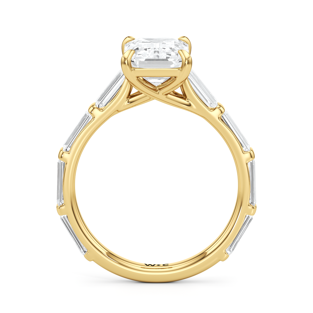The Veronica Ring with Emerald Cut Diamond in 14KT Yellow Gold view 2
