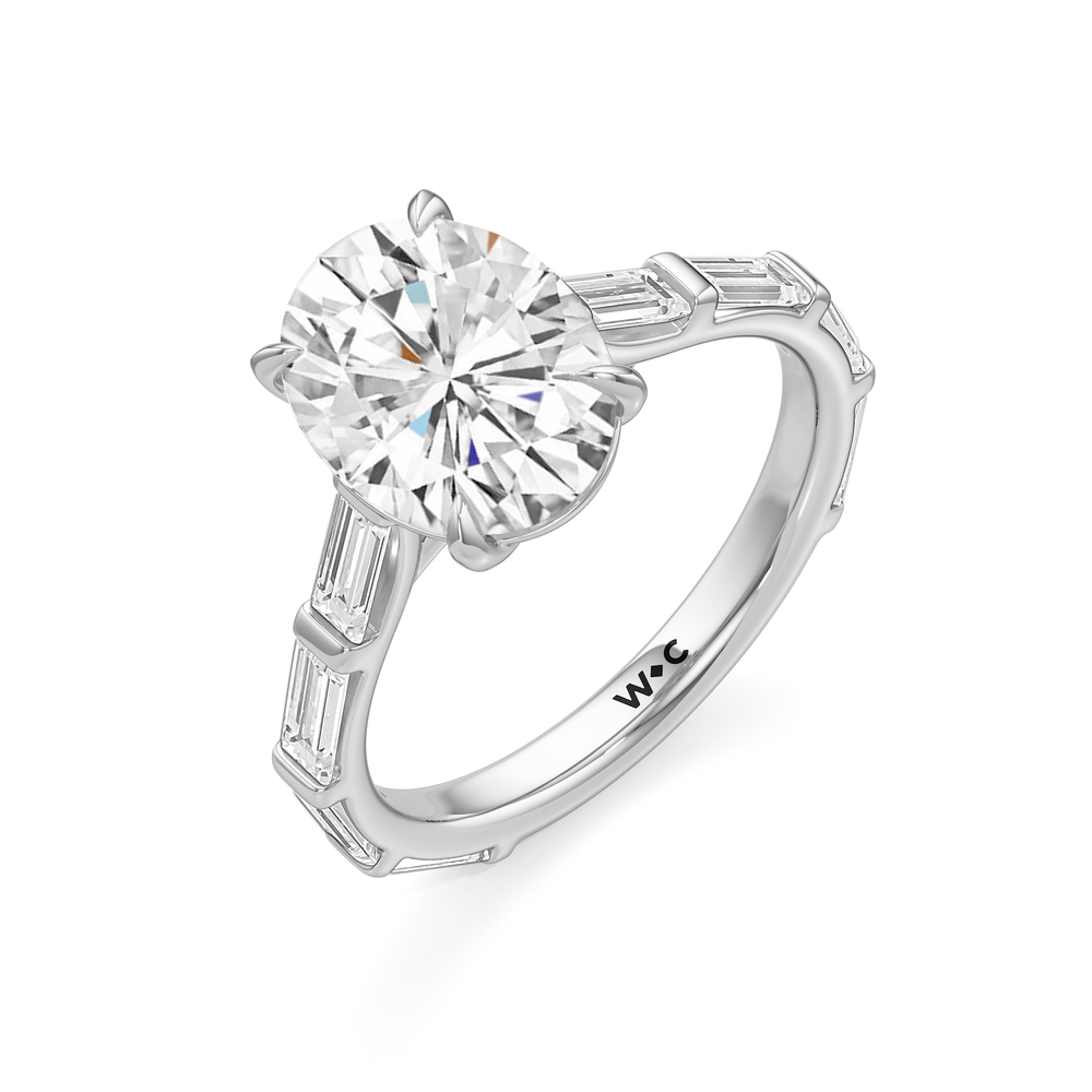 The Veronica Ring with Oval Cut Diamond in 14KT Platinum view 3
