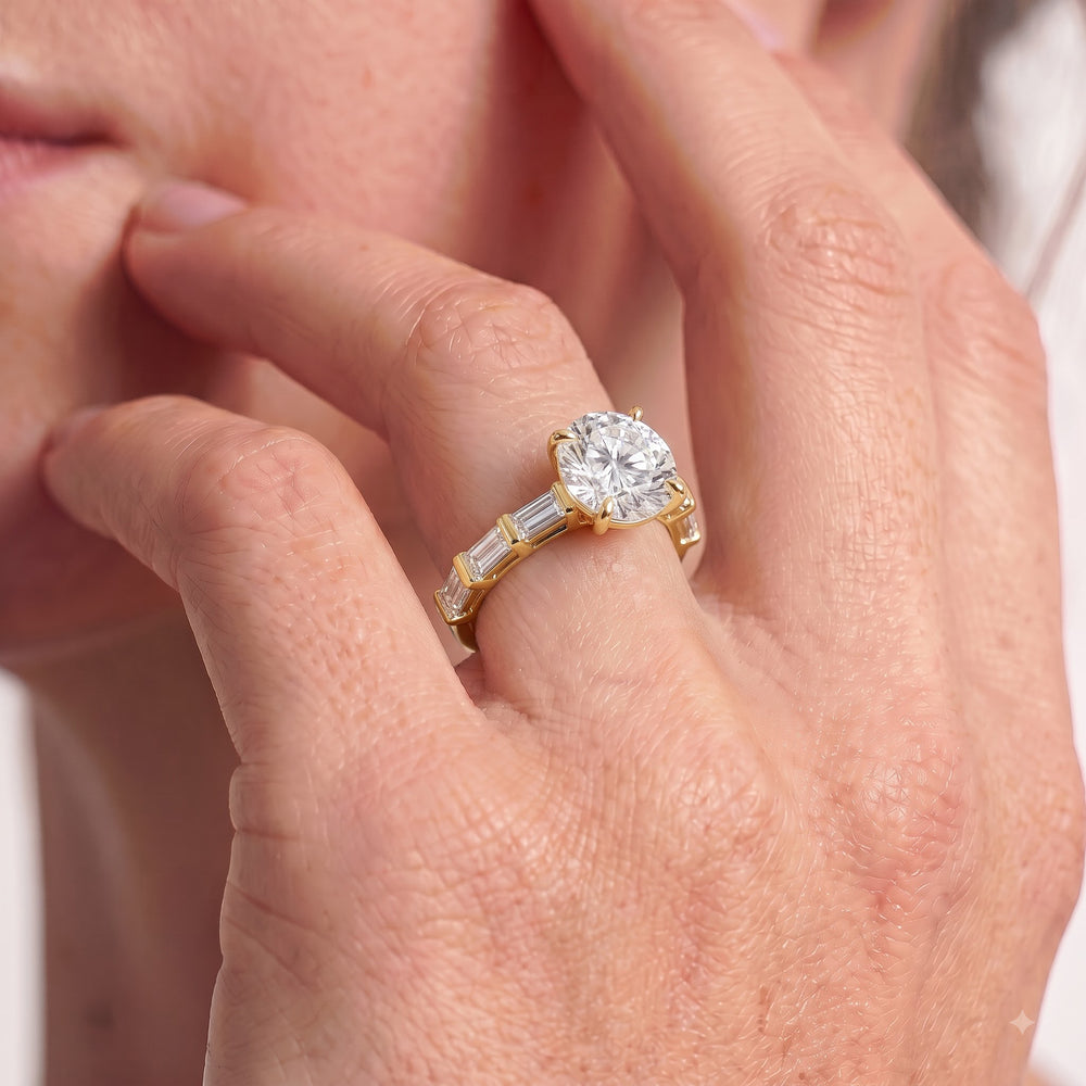 Oval Cut The Veronica Ring with Lab Grown Diamond in 14KT Platinum view 2
