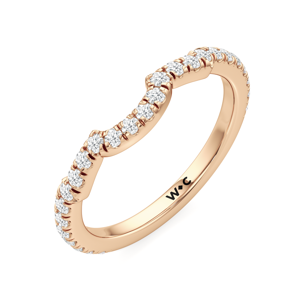 The Mora Diamond Wedding Band with 18KT Rose Gold Cut Diamond in 14KT Rose Gold view 4

