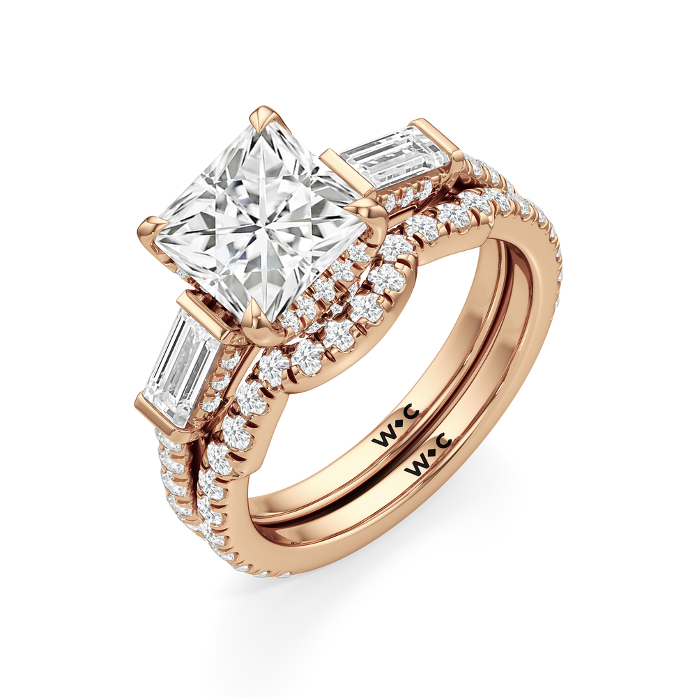 The Mora Diamond Wedding Band with 18KT Rose Gold Cut Diamond in 14KT Rose Gold view 3
