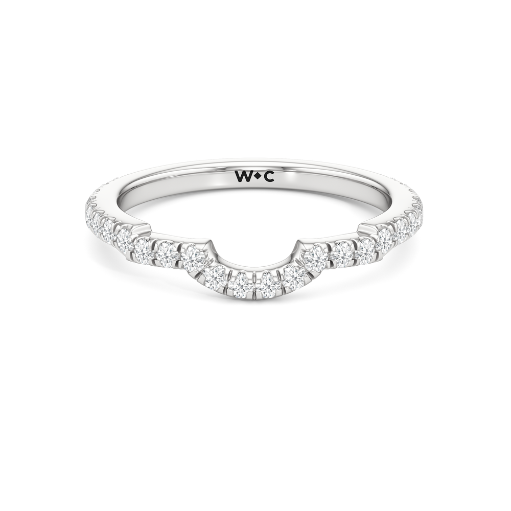 The Mora Diamond Wedding Band with Platinum Cut Diamond in 14KT Platinum view 1
