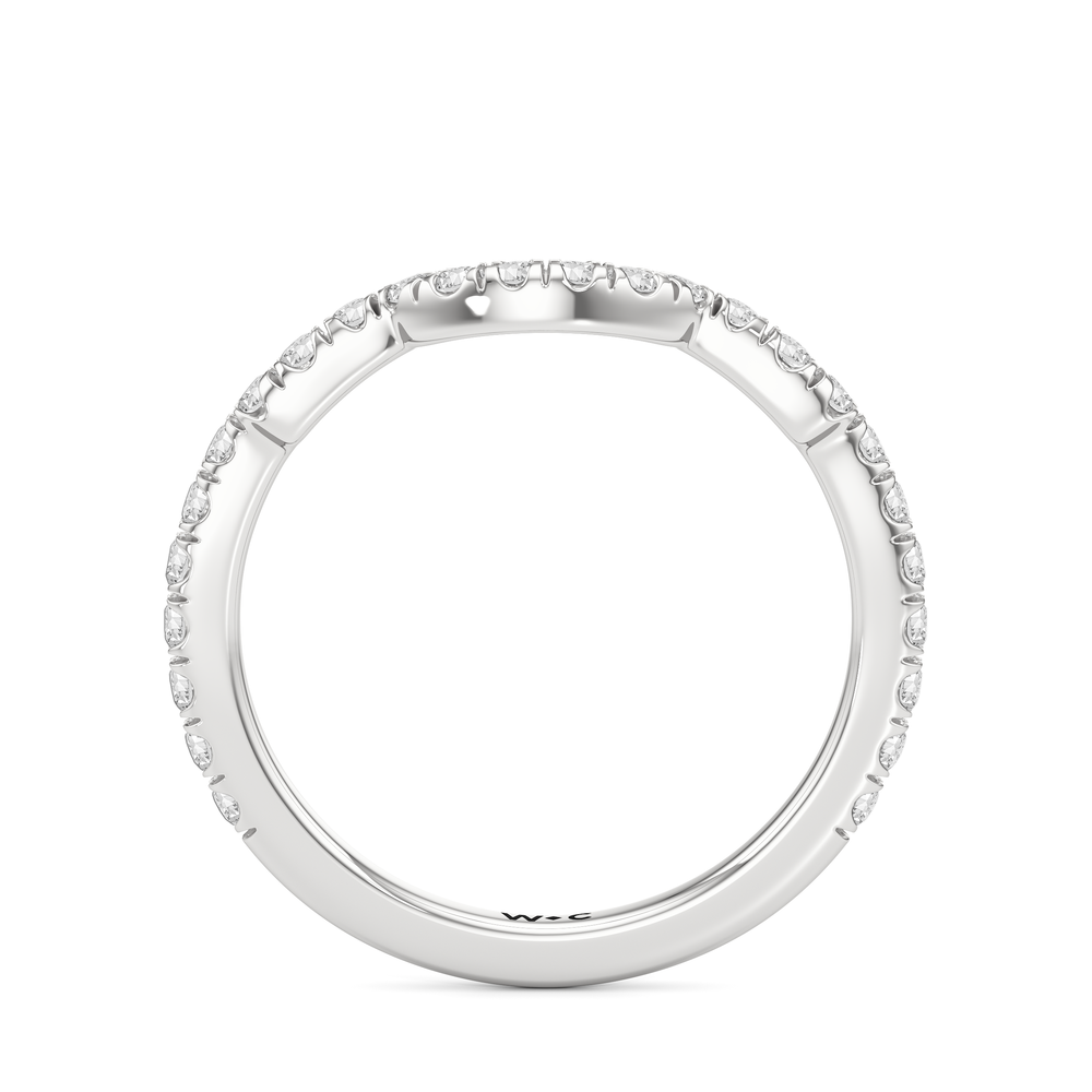 The Mora Diamond Wedding Band with Platinum Cut Diamond in 14KT Platinum view 2
