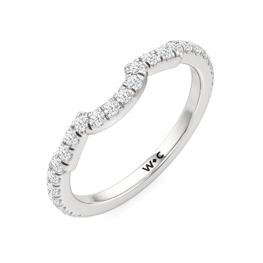 The Mora Diamond Wedding Band with Platinum Cut Diamond in 14KT Platinum view 4
