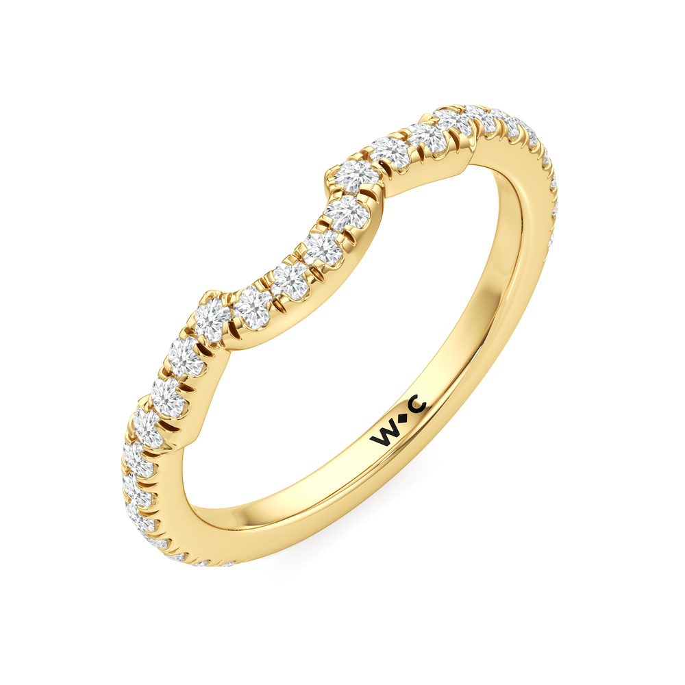 The Mora Diamond Wedding Band with 18KT Yellow Gold Cut Diamond in 14KT Yellow Gold view 4
