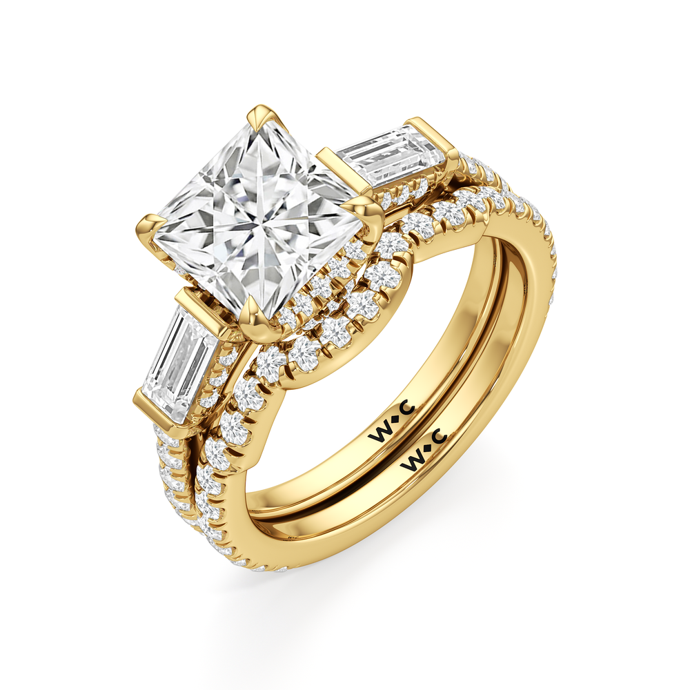 The Mora Diamond Wedding Band with 18KT Yellow Gold Cut Diamond in 14KT Yellow Gold view 3
