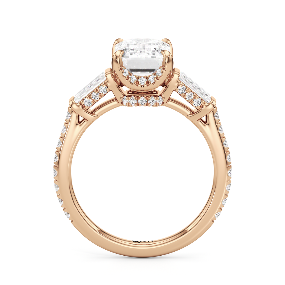 The Mora Ring with Emerald Cut Diamond in 14KT Rose Gold view 2

