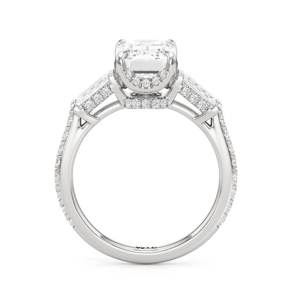 The Mora Ring with Emerald Cut Diamond in 14KT Platinum view 2
