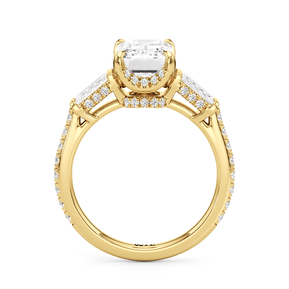 The Mora Ring with Emerald Cut Diamond in 14KT Yellow Gold view 2
