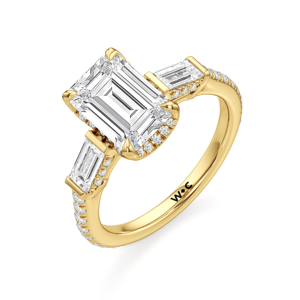 The Mora Ring with Emerald Cut Diamond in 14KT Yellow Gold view 3
