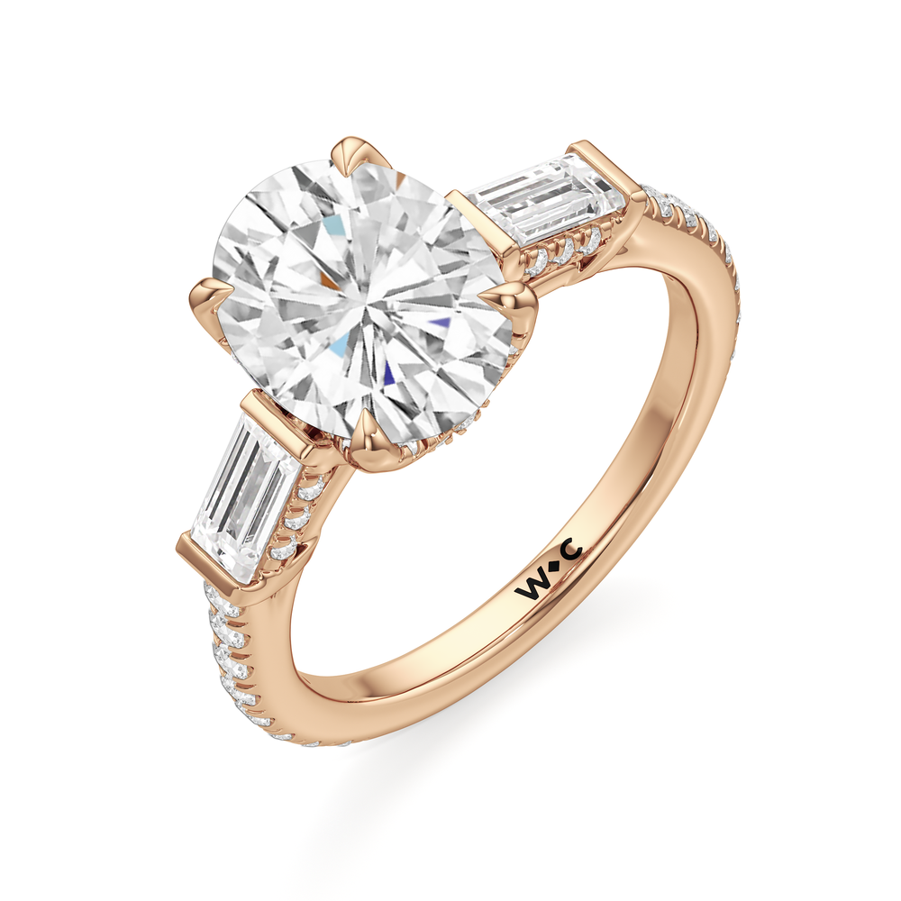 The Mora Ring with Oval Cut Diamond in 14KT Rose Gold view 3
