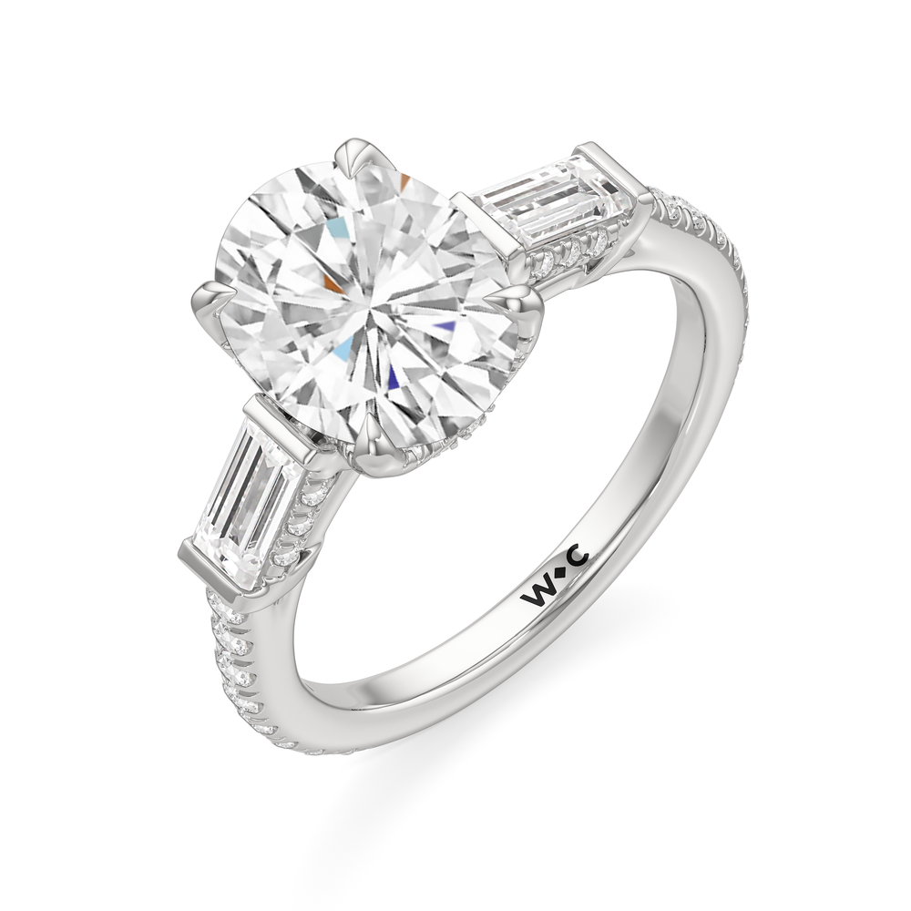 The Mora Ring with Oval Cut Diamond in 14KT Platinum view 3
