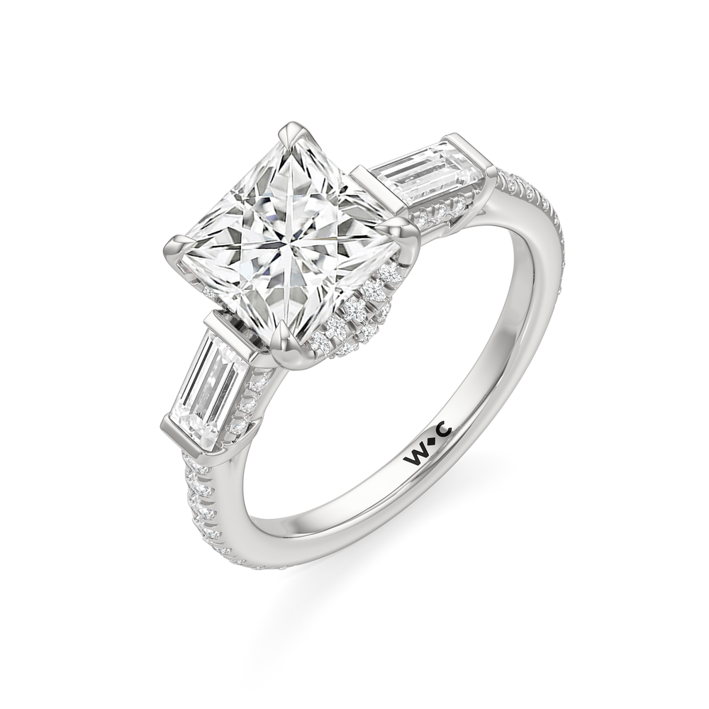 The Mora Ring with Princess Cut Diamond in 14KT Platinum view 3
