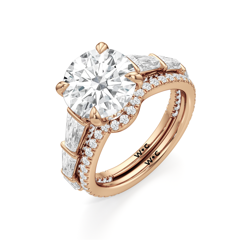 The Genevieve Diamond Wedding Band with 18KT Rose Gold Cut Diamond in 14KT Rose Gold view 3
