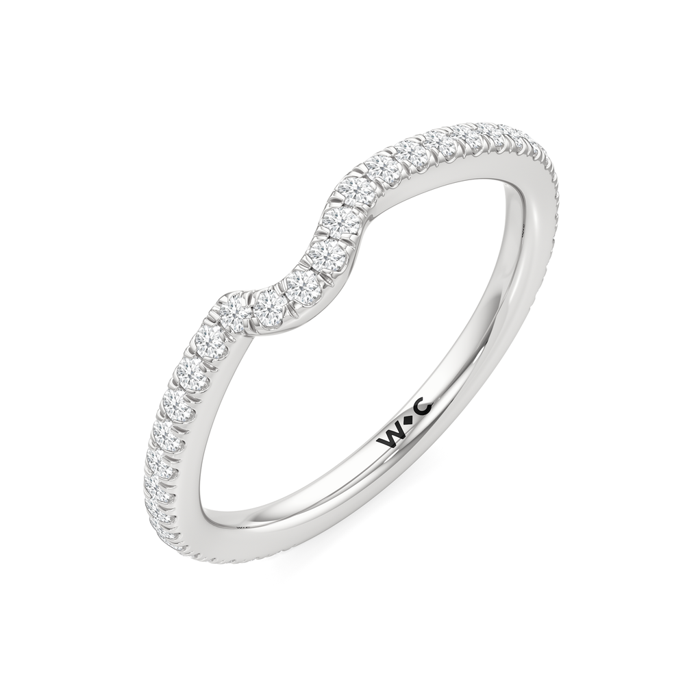 The Genevieve Diamond Wedding Band with Platinum Cut Diamond in 14KT Platinum view 4
