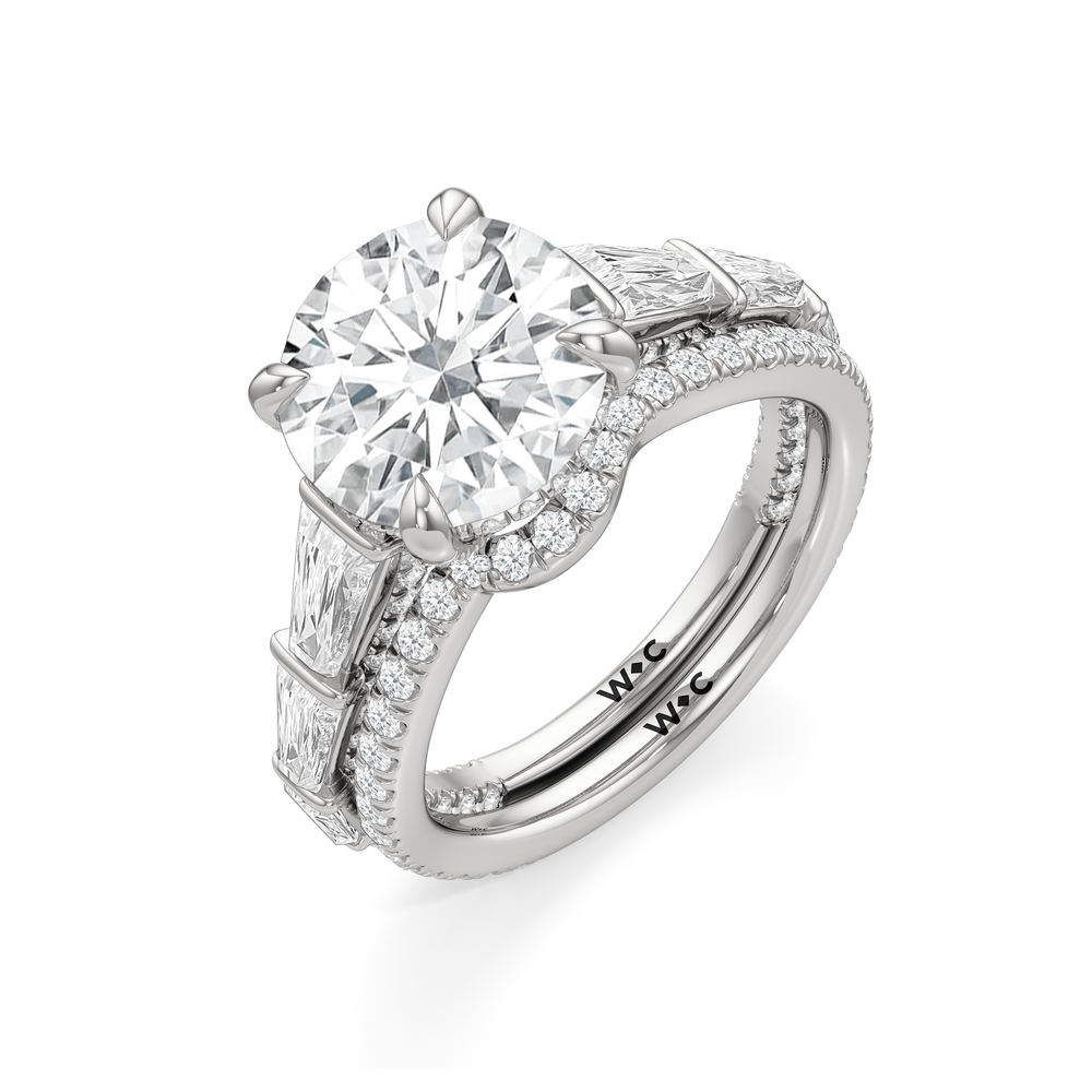 The Genevieve Diamond Wedding Band with Platinum Cut Diamond in 14KT Platinum view 3
