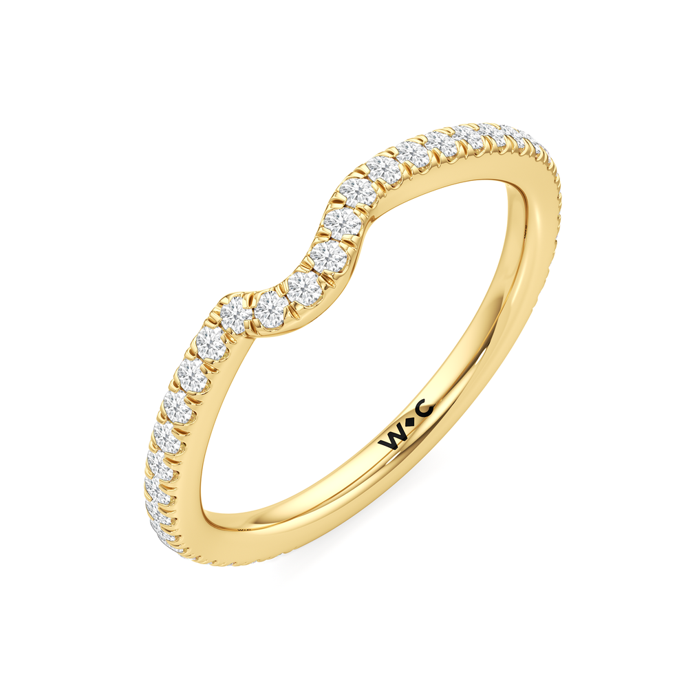 The Genevieve Diamond Wedding Band with 18KT Yellow Gold Cut Diamond in 14KT Yellow Gold view 4
