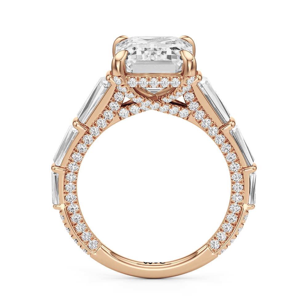 The Genevieve Ring with Emerald Cut Diamond in 14KT Rose Gold view 2
