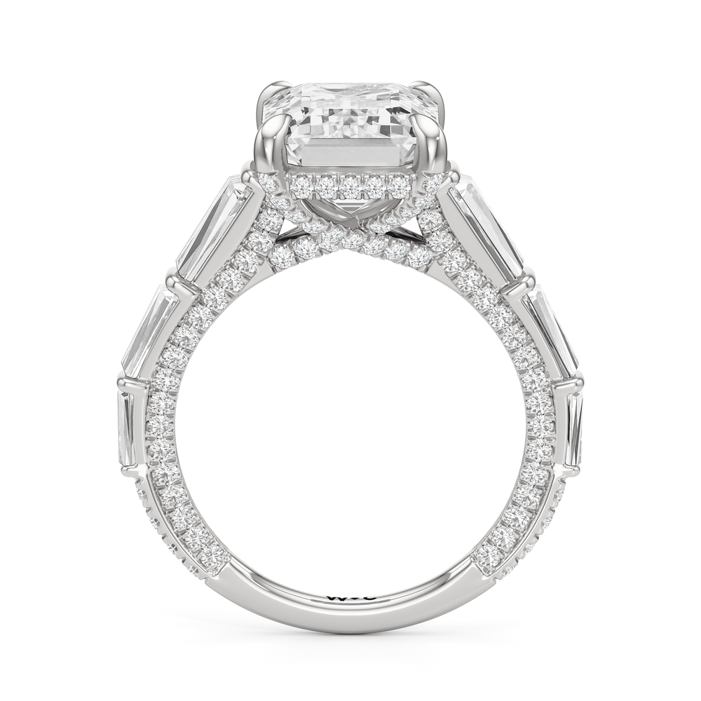 The Genevieve Ring with Emerald Cut Diamond in 14KT Platinum view 2
