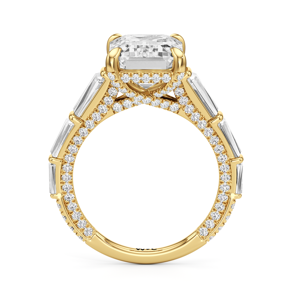 The Genevieve Ring with Emerald Cut Diamond in 14KT Yellow Gold view 2
