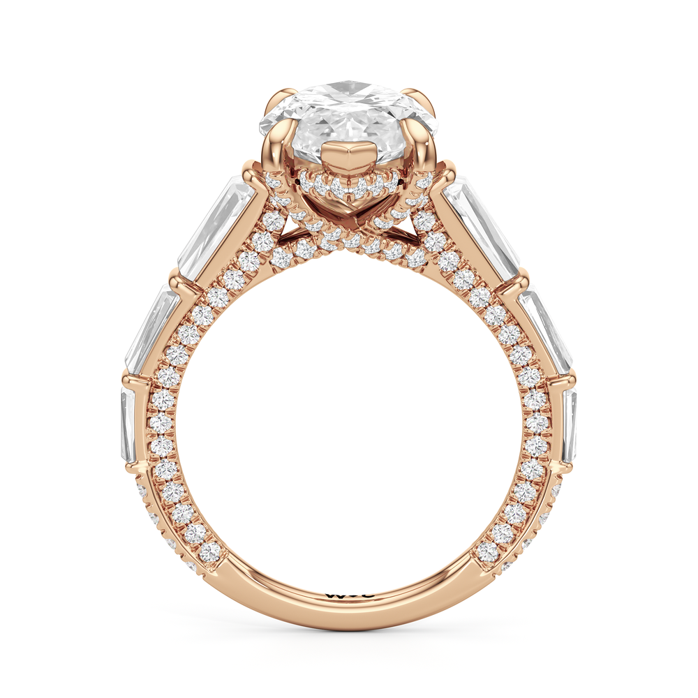 The Genevieve Ring with Marquise Cut Diamond in 14KT Rose Gold view 2
