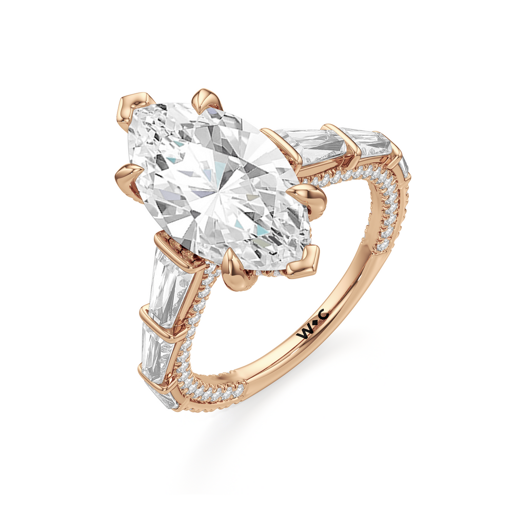 The Genevieve Ring with Marquise Cut Diamond in 14KT Rose Gold view 3
