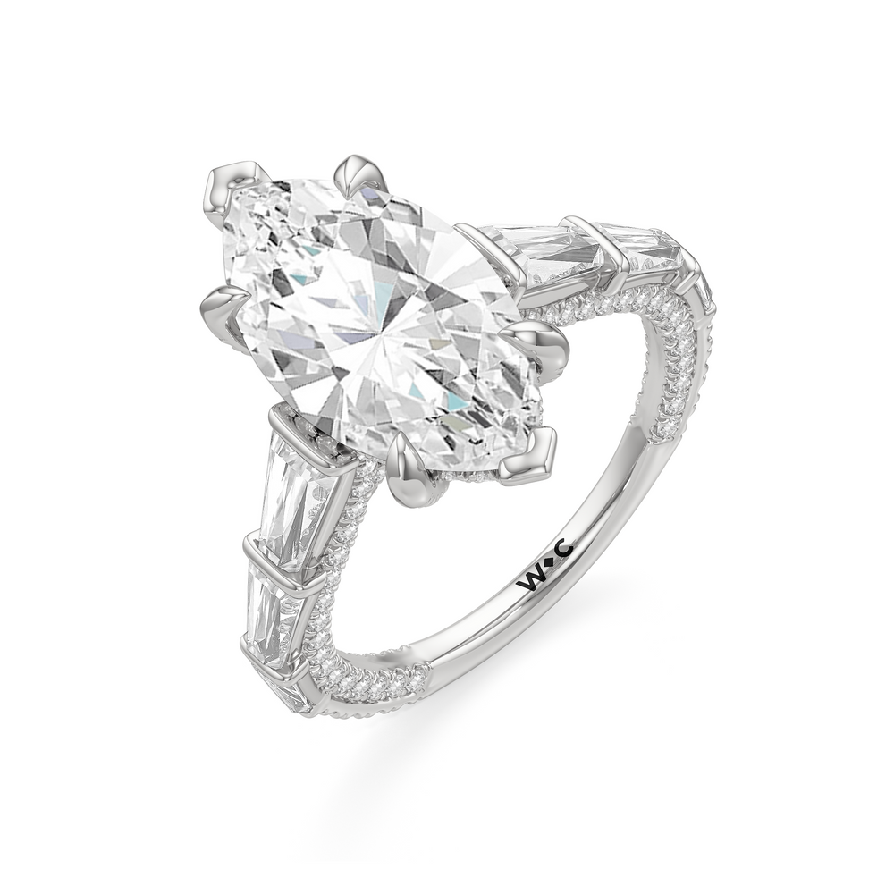 The Genevieve Ring with Marquise Cut Diamond in 14KT Platinum view 3
