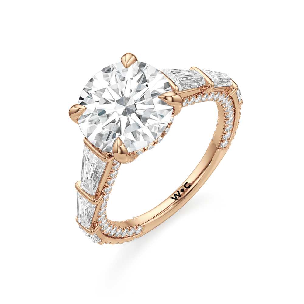 The Genevieve Ring with Round Cut Diamond in 14KT Rose Gold view 3
