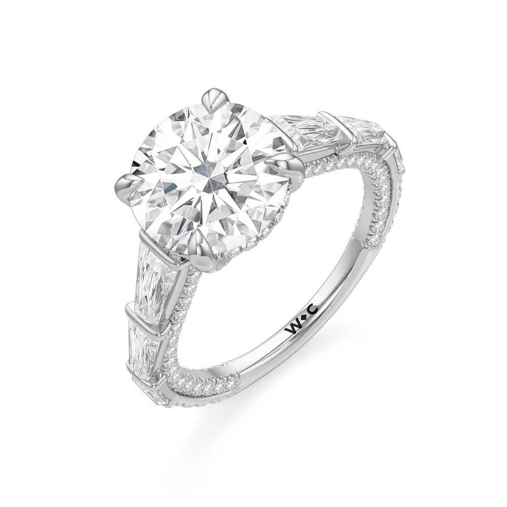 The Genevieve Ring with Round Cut Diamond in 14KT Platinum view 3
